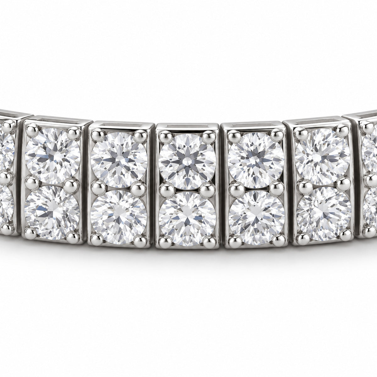 Two Row Diamond Tennis Bracelet, lab grown diamond settings, close-up