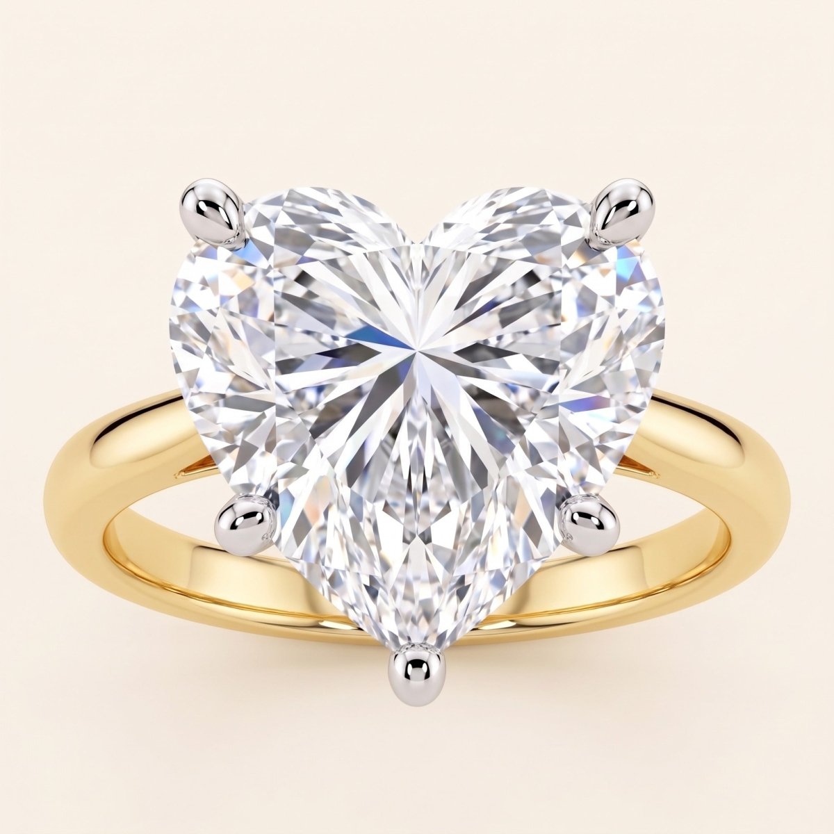 VALERIE heart lab-grown diamond ring in 14K two-tone gold, front view, approx. 1 ct center