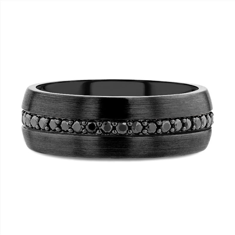 VALIANT | Black Tungsten Ring, Black Sapphires, Domed - Rings - Aydins Jewelry - 3