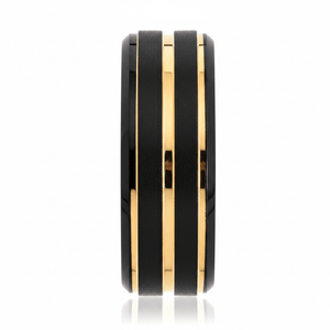 VERTEX — Front-facing straight-on view — men's tungsten wedding ring.