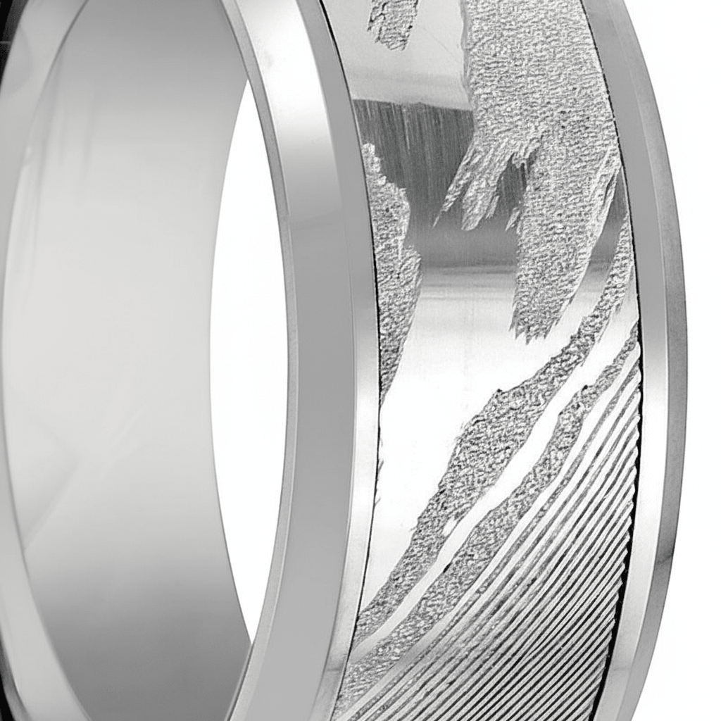 VESPER — close-up detail — men's tungsten carbide wedding ring | Aydins Jewelry