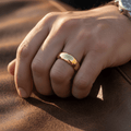 VIGILANT - Lifestyle photo on hand - men's tungsten wedding ring.