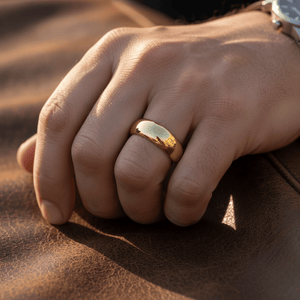 VIGILANT - Lifestyle photo on hand - men's tungsten wedding ring.