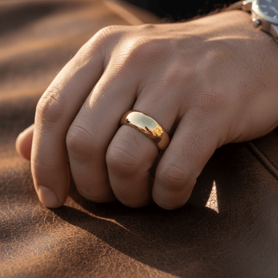 VIGILANT - Lifestyle photo on hand - men's tungsten wedding ring.