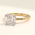 VIVIAN asscher lab-grown diamond ring in 10K two-tone gold, studio hero, approx. 1 ct center