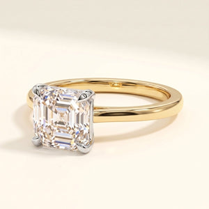 VIVIAN asscher lab-grown diamond ring in 10K two-tone gold, studio hero, approx. 1 ct center