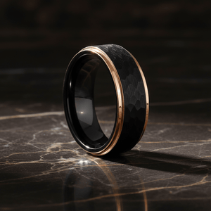 VOLANTIS — detail view — men's tungsten carbide wedding ring | Aydins Jewelry