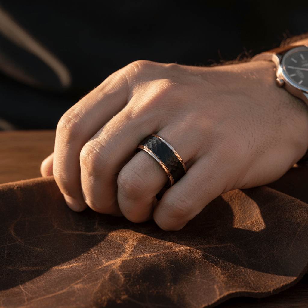 VOLANTIS — lifestyle on hand — men's tungsten carbide wedding ring | Aydins Jewelry