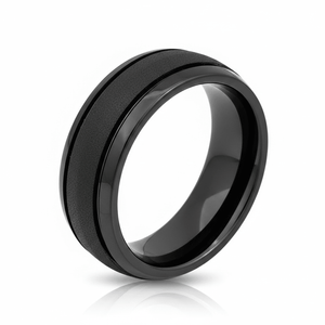 VORTEX — Hero product shot — men's tungsten wedding ring.