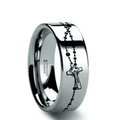 VOTIVE silver tungsten ring with rosary beads and crosses laser-engraved around the band – Aydins Jewelry
