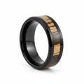 WILDSTRIPE — Hero product shot — men's tungsten wedding ring.