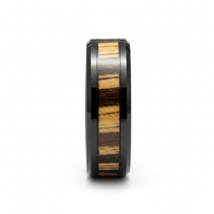 WILDSTRIPE — Front-facing straight-on view — men's tungsten wedding ring.