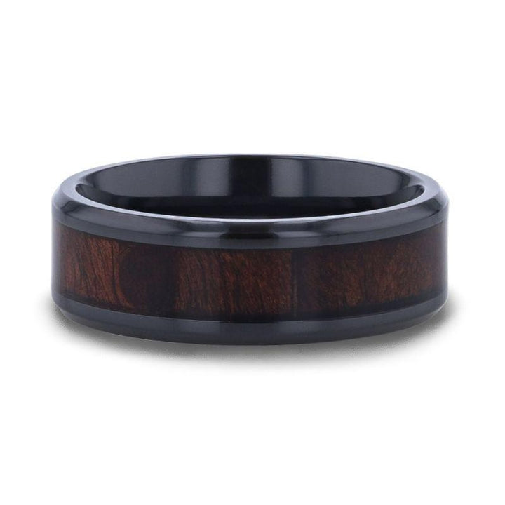 YOSEMITE | Titanium Ring, Redwood Inlay, Polished Beveled Edges - Rings - Aydins Jewelry - 4