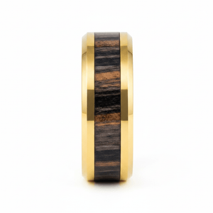 ZEBROSTA — Front-facing straight-on view — men's tungsten wedding ring.