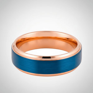 ZION — Center-through axial view — men's tungsten wedding ring.