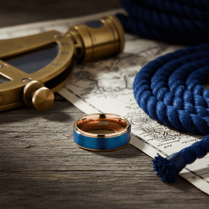 ZION — Editorial masculine still life — men's tungsten wedding ring.