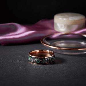 ZUFAR — Editorial masculine still life — men's tungsten wedding ring.
