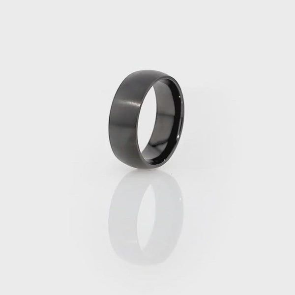 MARAUDER | Black Titanium Ring, Black Brushed Domed
