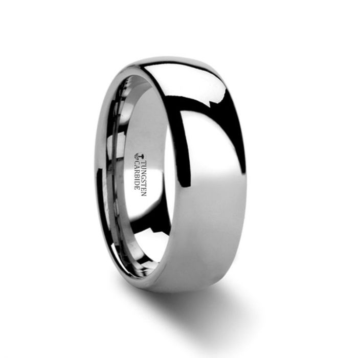 ARLINGTON | White Tungsten Ring, Silver Shiny, Domed - Rings - Aydins Jewelry - 5