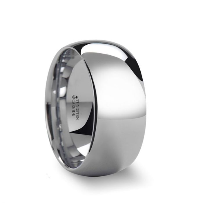ARLINGTON | White Tungsten Ring, Silver Shiny, Domed - Rings - Aydins Jewelry - 6