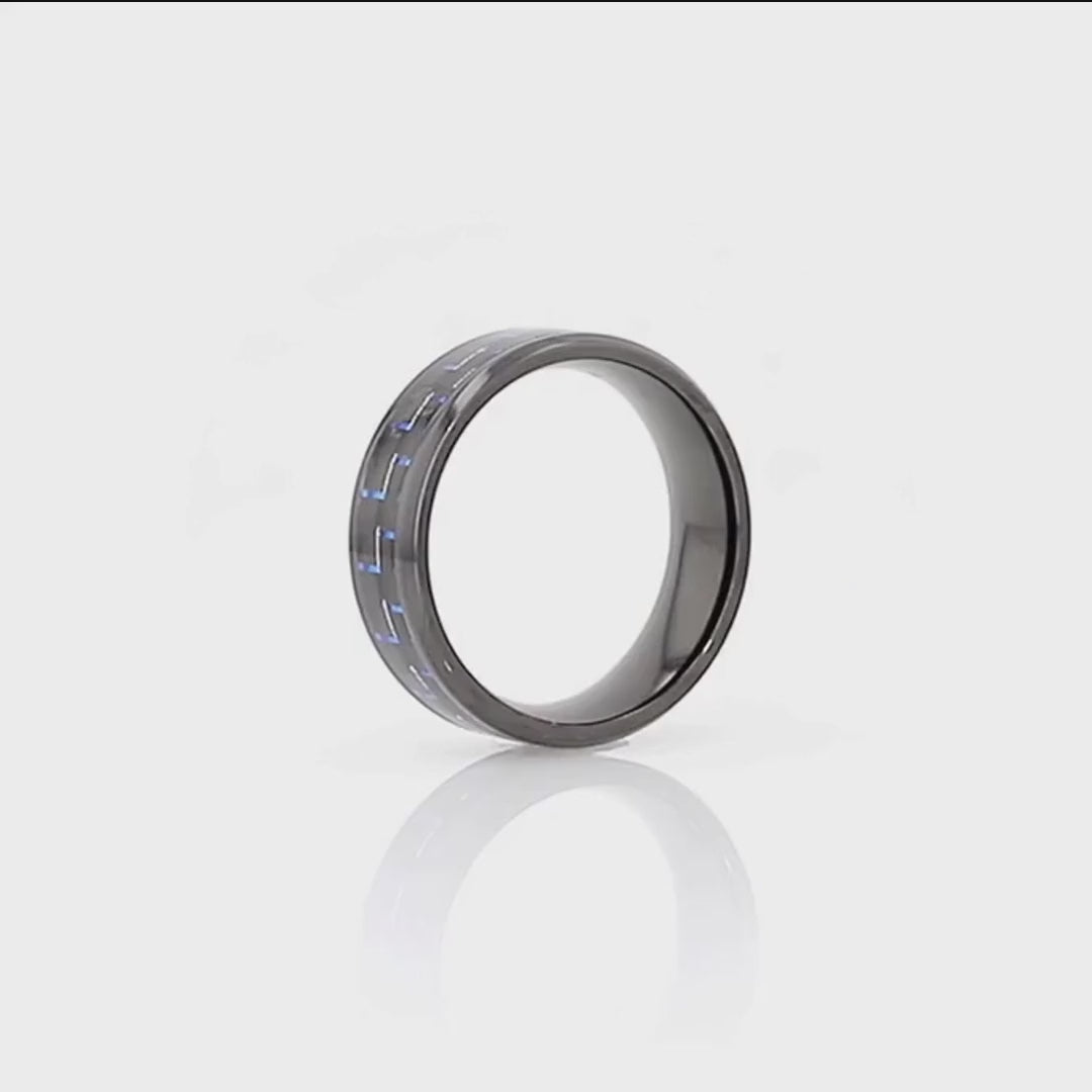 Elegant ZAYDEN ring featuring a black titanium build and modern carbon fiber inlay - Aydins Jewelry