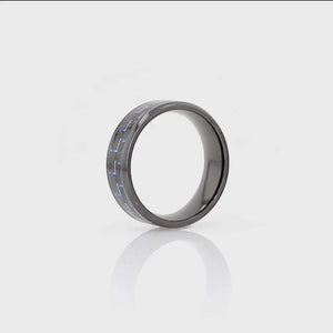 Elegant ZAYDEN ring featuring a black titanium build and modern carbon fiber inlay - Aydins Jewelry