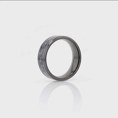 Elegant ZAYDEN ring featuring a black titanium build and modern carbon fiber inlay - Aydins Jewelry