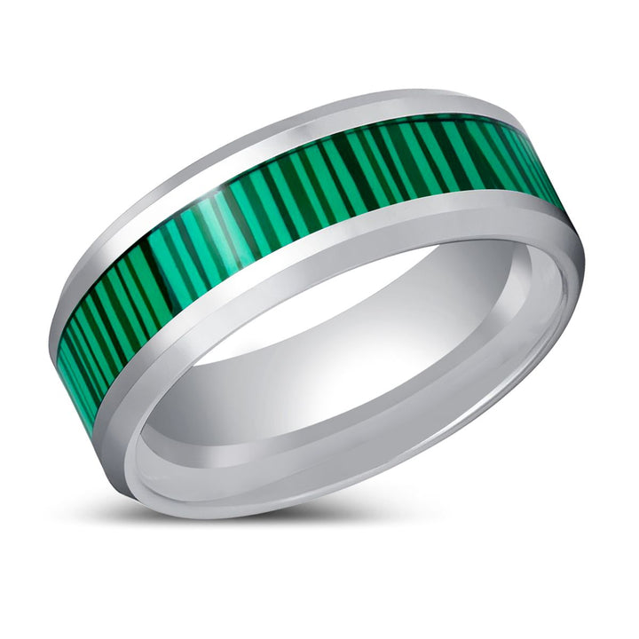 SUITLAND | Silver Tungsten Ring Faux Malachite Inlay - Rings - Aydins Jewelry - 2