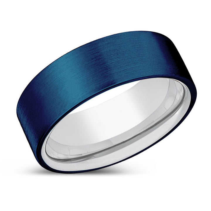 ASTRAL | Silver Ring, Blue Tungsten Ring, Brushed, Flat - Rings - Aydins Jewelry - 2