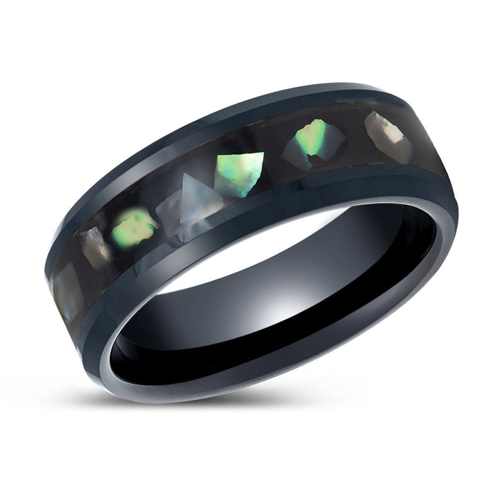 ABALONX | Black Tungsten Ring, Black Resin & Abalone Shell Inlay - Rings - Aydins Jewelry - 2