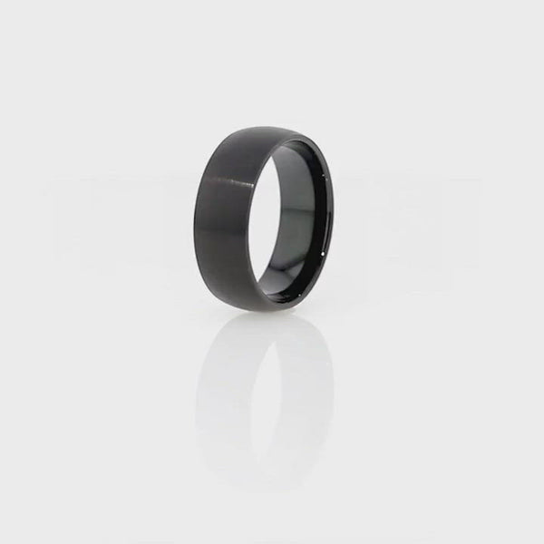 Tungsten Black Brushed Couple Matching Ring with Domed Edges - For Men and Women - 2MM - 12MM