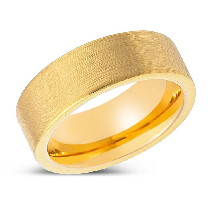 ADDERSFIELD | Gold Ring, Gold Tungsten Ring, Brushed, Flat - Rings - Aydins Jewelry - 2
