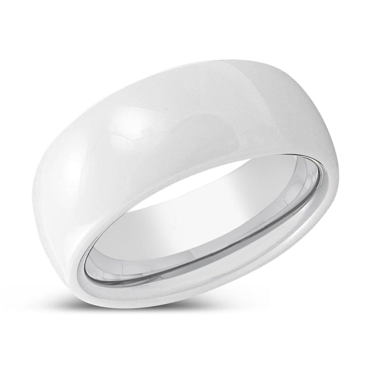 ALABASTER | Silver Ring, White Ceramic Ring, Domed - Rings - Aydins Jewelry - 2