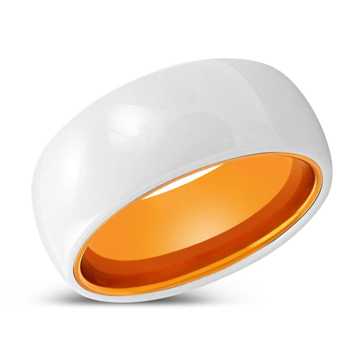 ALBA | Orange Ring, White Ceramic Ring, Domed - Rings - Aydins Jewelry - 2