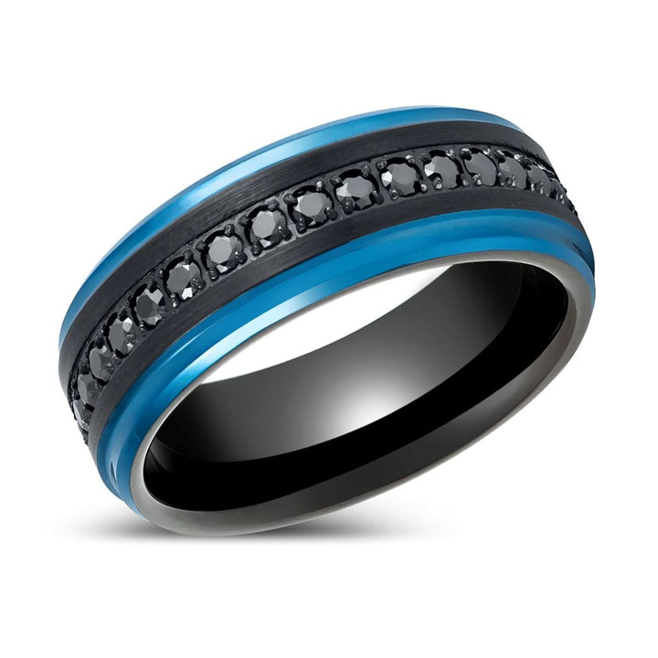 ALISO | Black Tungsten Ring with Blue Edges - Rings - Aydins Jewelry - 2