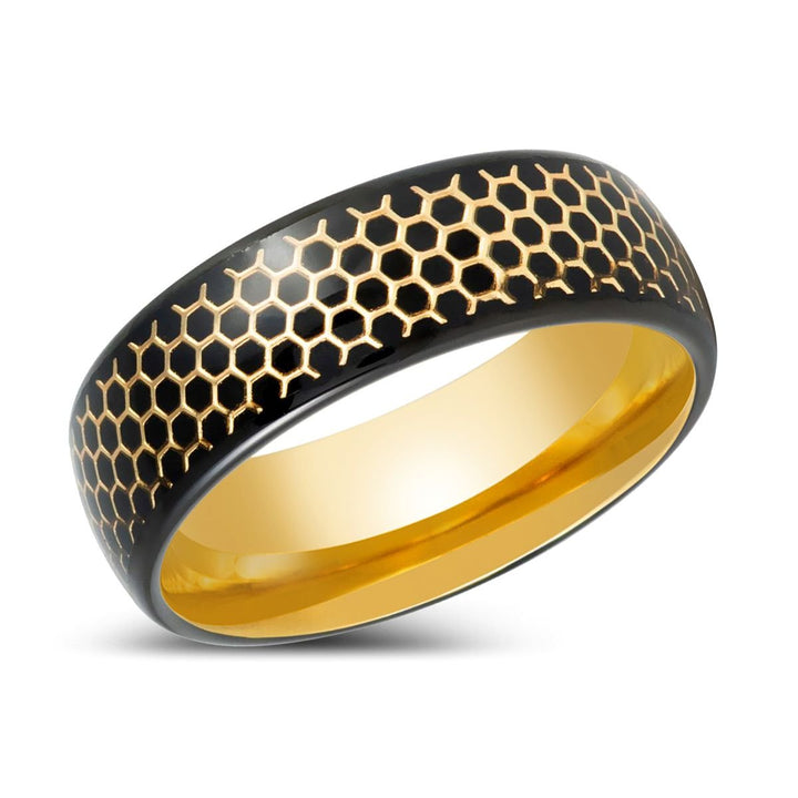 ALTIN | Gold Tungsten Ring with Black Inlay - Rings - Aydins Jewelry - 2