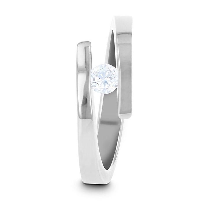 ANNA | Women's Silver Titanium Ring, Tension Set Diamond - Rings - Aydins Jewelry - 3