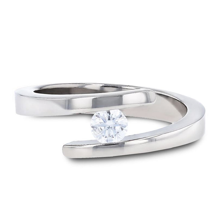 ANNA | Women's Silver Titanium Ring, Tension Set Diamond - Rings - Aydins Jewelry - 2