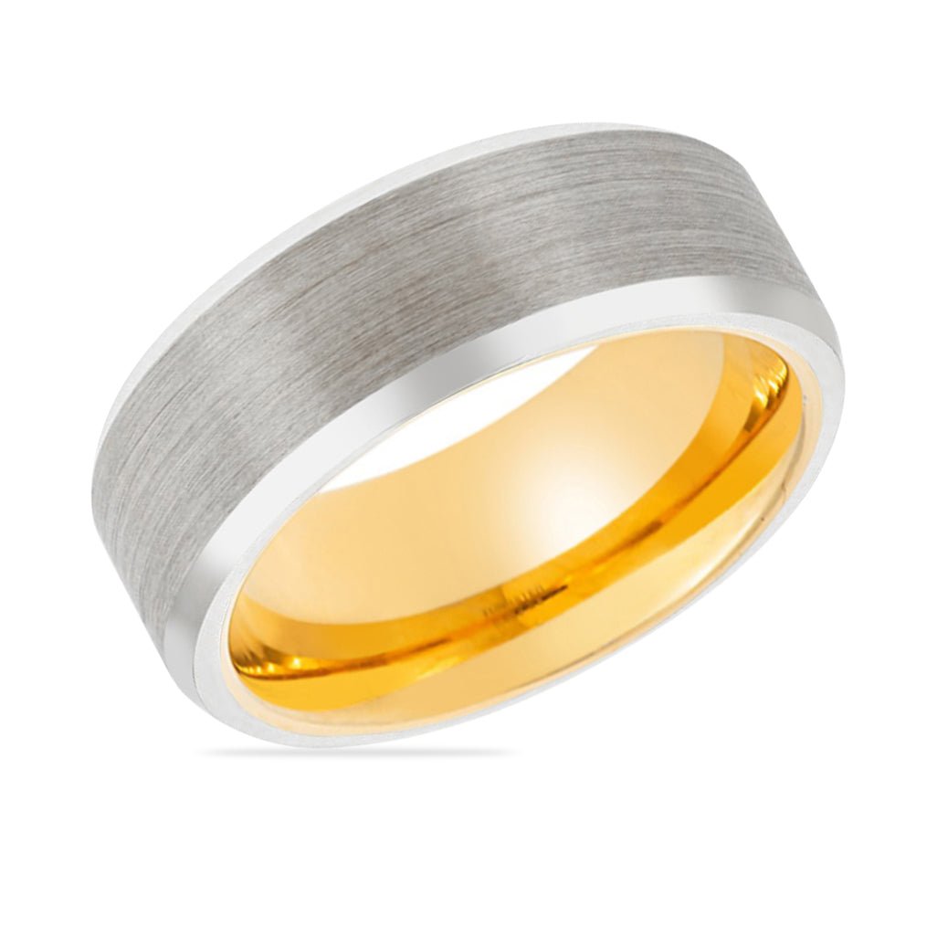 APHIS | Gold Ring, Silver Tungsten Ring, Brushed, Beveled - Rings - Aydins Jewelry - 2