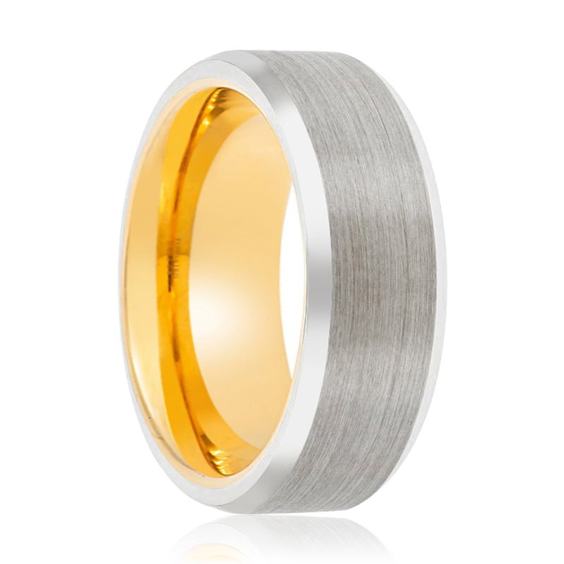 APHIS | Gold Ring, Silver Tungsten Ring, Brushed, Beveled - Rings - Aydins Jewelry
