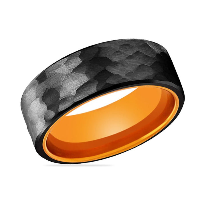APRICOT | Orange Ring, Black Tungsten Ring, Hammered, Flat - Rings - Aydins Jewelry - 2