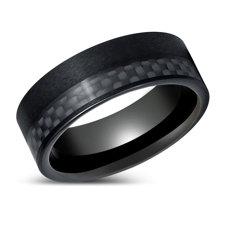 ARAE | Black Tungsten Ring Black Carbon Fiber Inlay - Rings - Aydins Jewelry - 2
