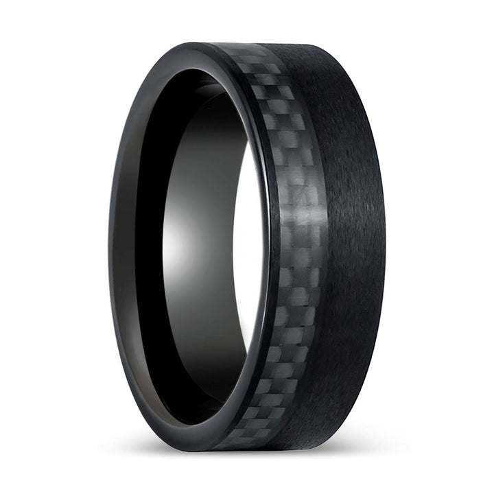 ARAE | Black Tungsten Ring Black Carbon Fiber Inlay - Rings - Aydins Jewelry - 1