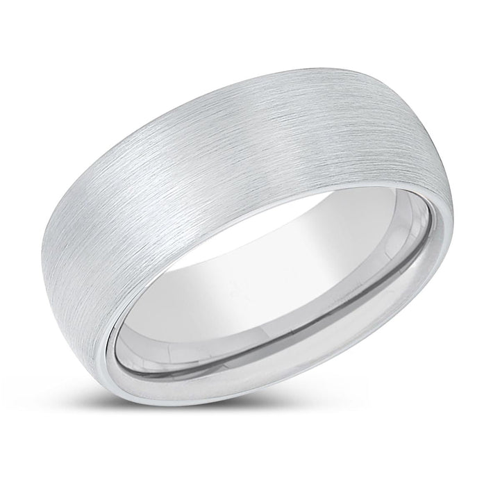ARCDEACON | Silver Ring, White Tungsten Ring, Brushed, Domed - Rings - Aydins Jewelry - 2