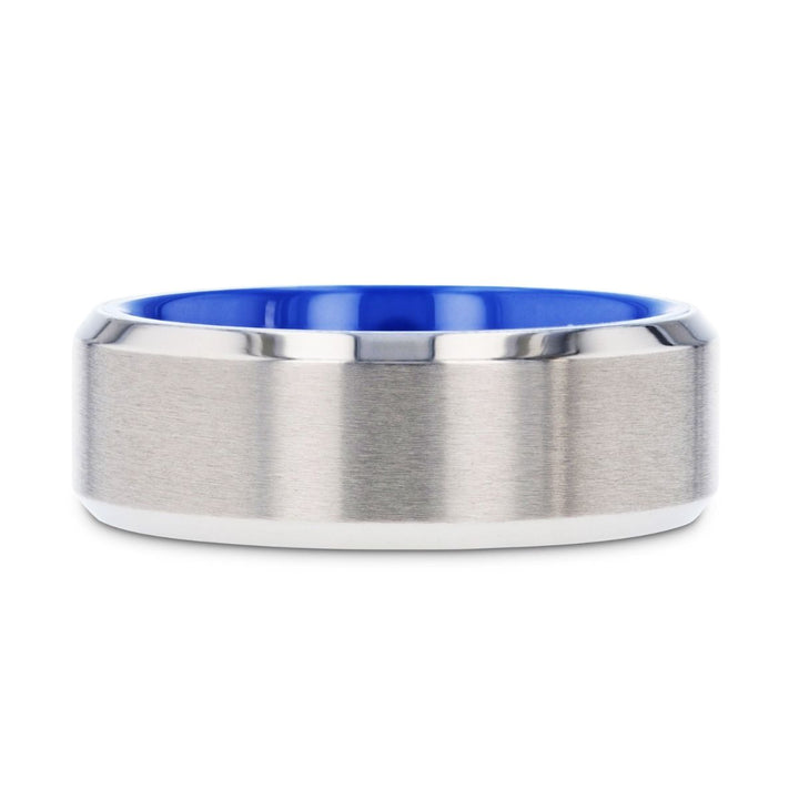 ARCTIC | Silver Titanium Ring, Vibrant Blue Interior, Beveled - Rings - Aydins Jewelry - 3