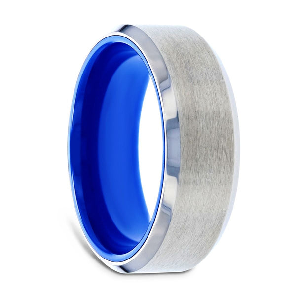 ARCTIC | Silver Titanium Ring, Vibrant Blue Interior, Beveled - Rings - Aydins Jewelry - 1