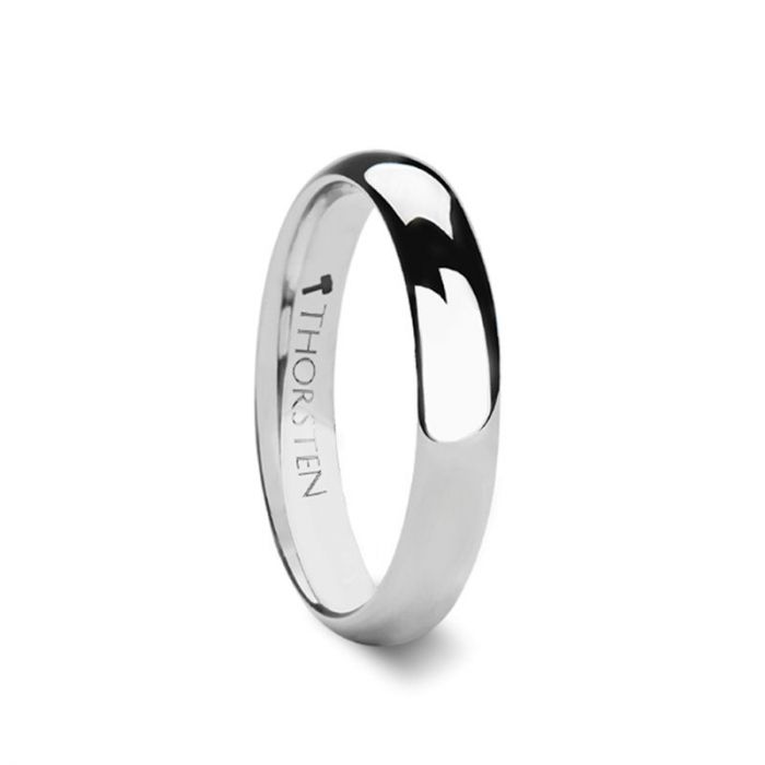 ARLINGTON | White Tungsten Ring, Silver Shiny, Domed - Rings - Aydins Jewelry - 3
