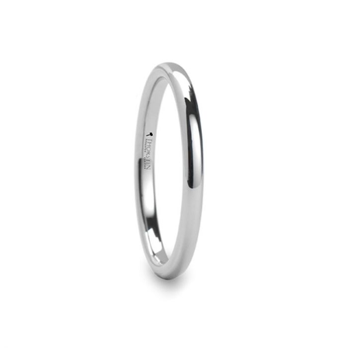 ARLINGTON | White Tungsten Ring, Silver Shiny, Domed - Rings - Aydins Jewelry - 2