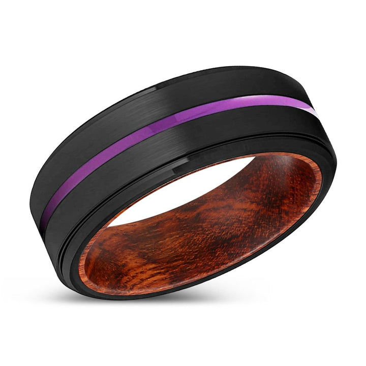 ARMIDALE | Snake Wood, Black Tungsten Ring, Purple Groove, Stepped Edge - Rings - Aydins Jewelry - 2