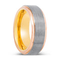 ARMORED | Gold Ring, Silver Tungsten Ring, Brushed, Rose Gold Stepped Edge - Rings - Aydins Jewelry - 1